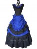 Königblau Schwarz Ärmellos Barock Gothik Western Abendkleid Königblau Schwarz Ärmellos Barock Gothik Western Abendkleid